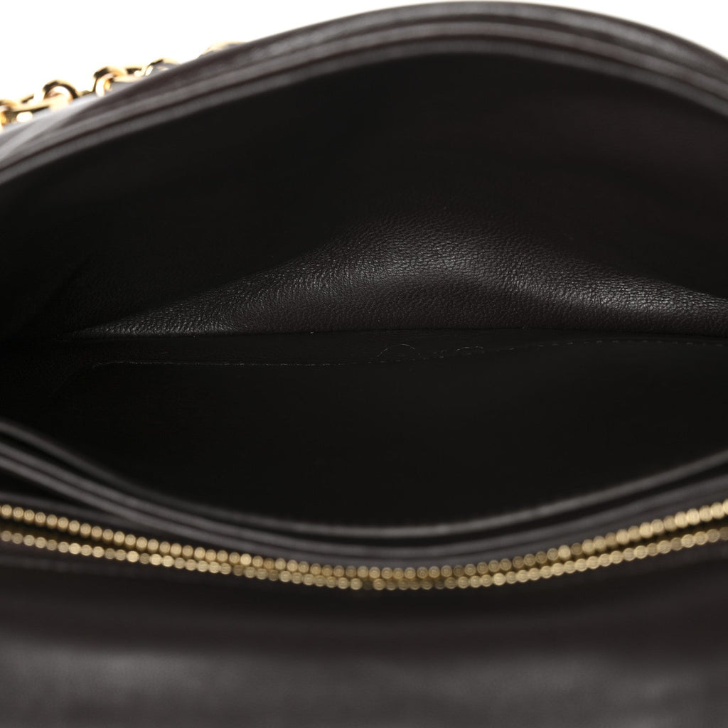 Lambskin Goya Puffer Bag Dark Chocolate