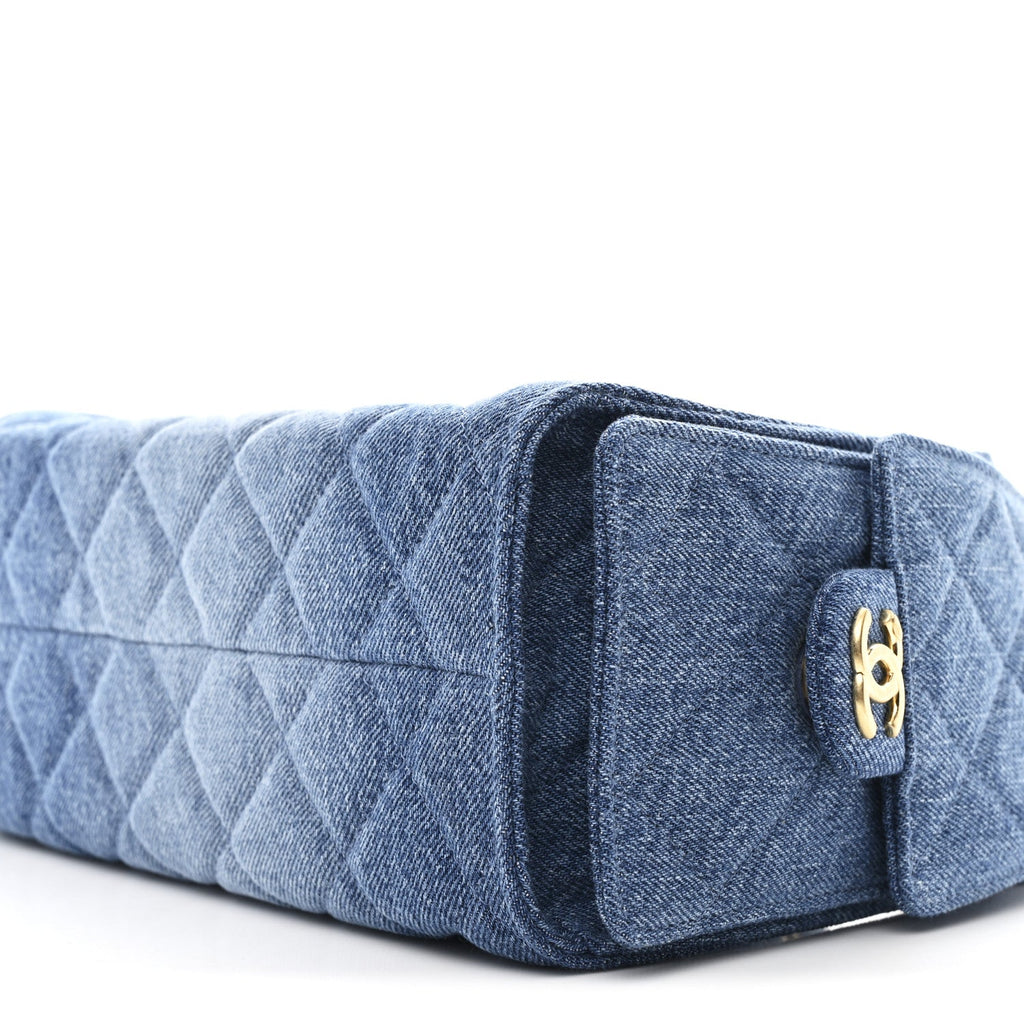 Washed Denim Quilted Mini Chanel 25 Handbag Blue