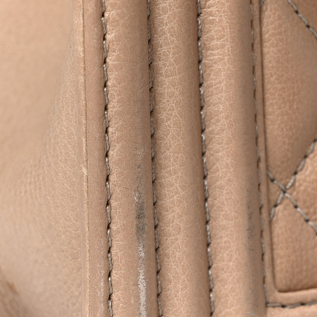 Lambskin Quilted Medium Boy Flap Beige