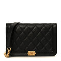 Caviar Quilted Boy Wallet On Chain WOC Black