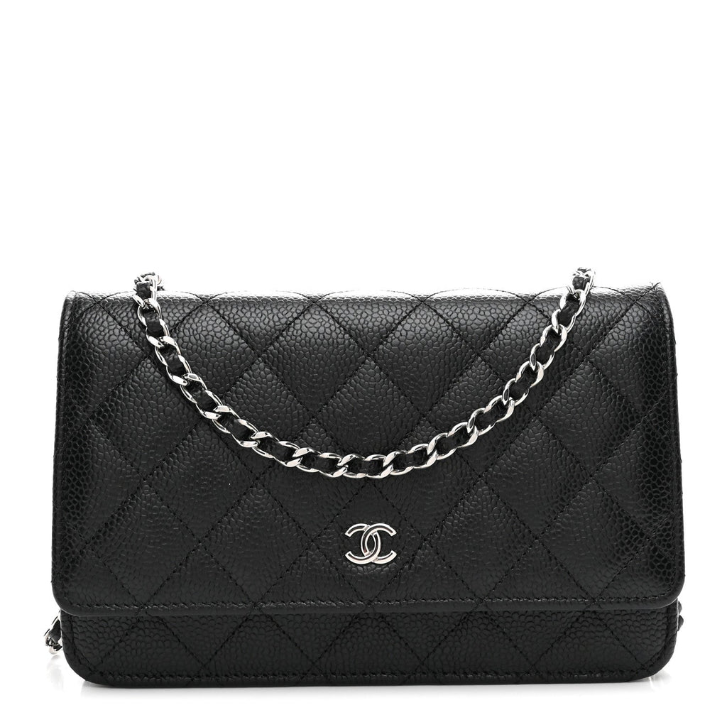 Caviar Quilted Wallet on Chain WOC Black