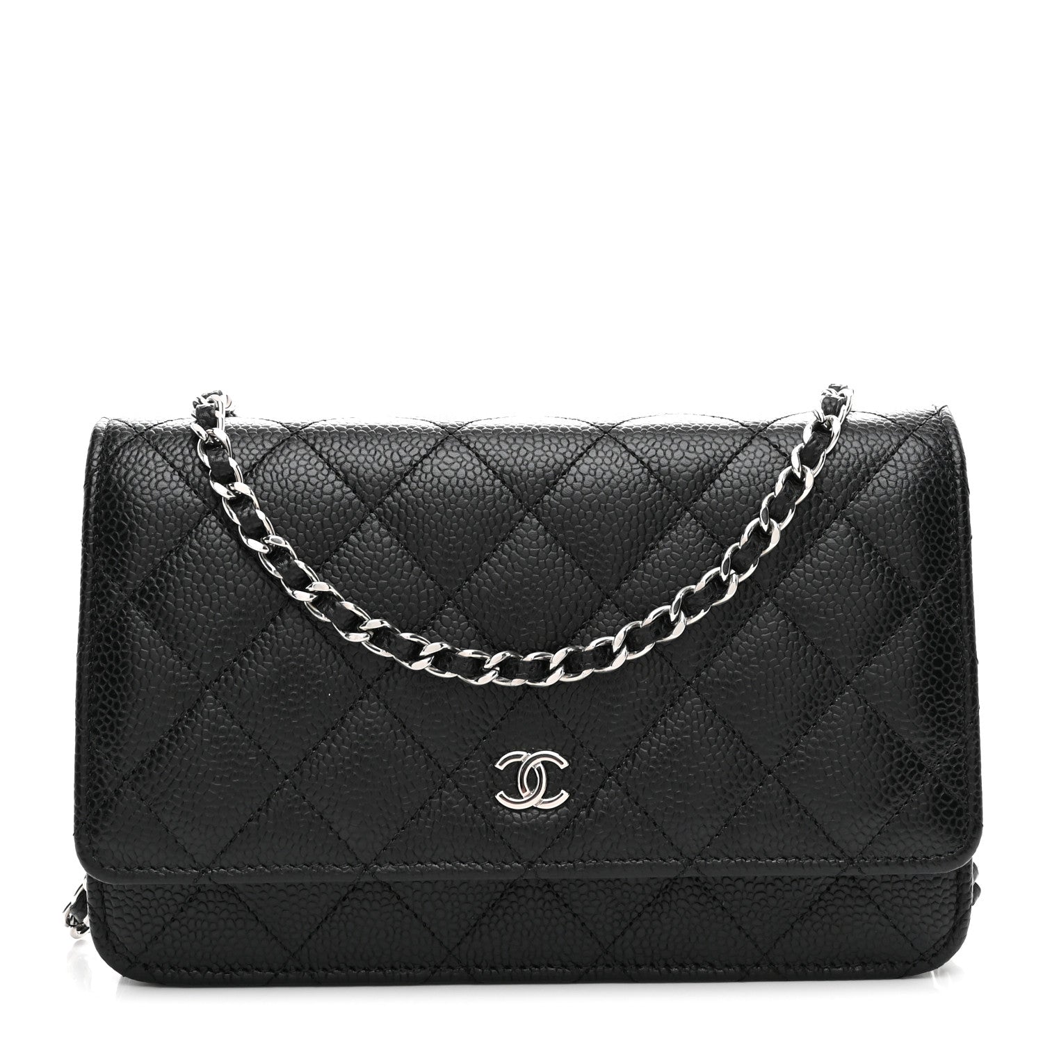Caviar Quilted Wallet on Chain WOC Black