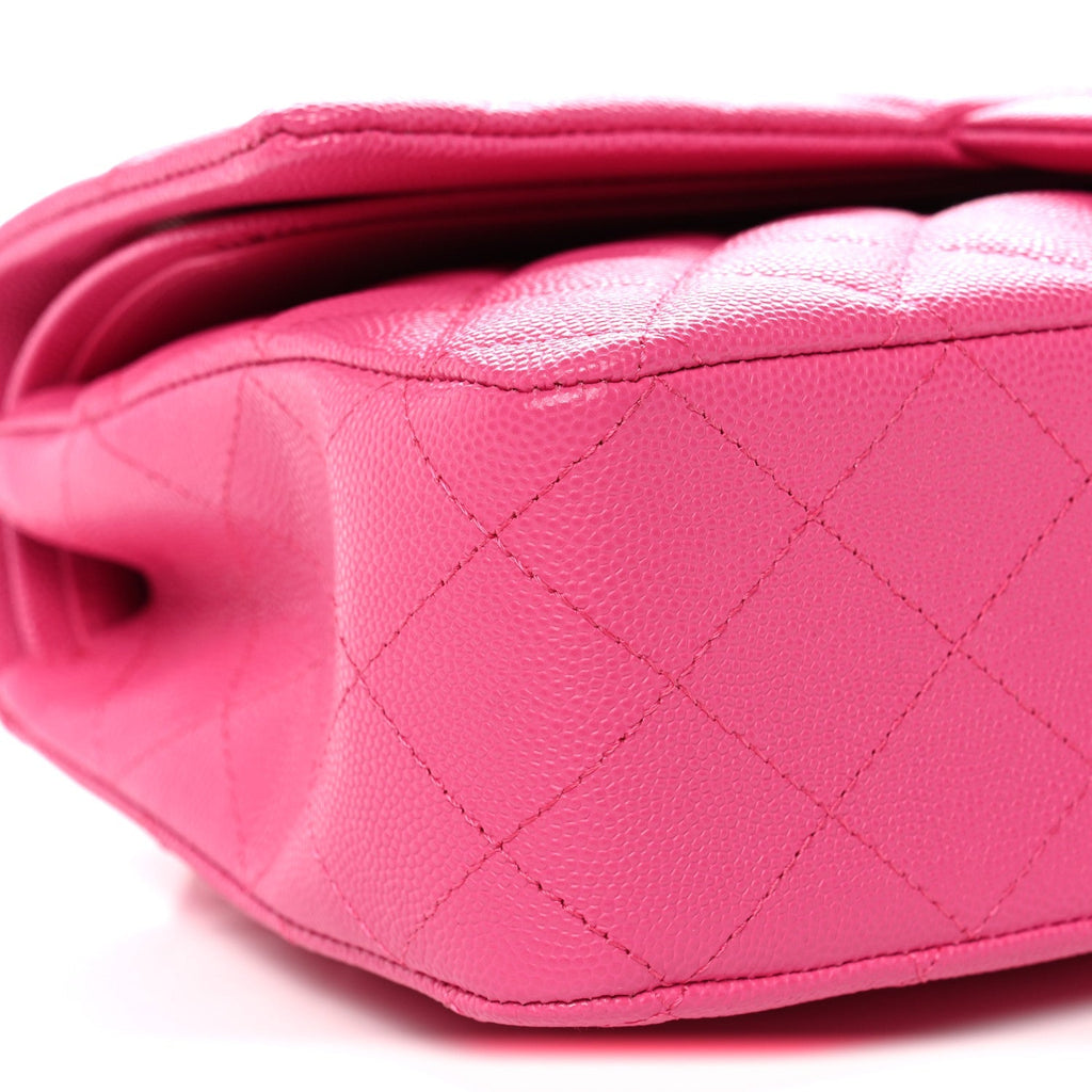 Caviar Quilted Medium Double Flap Dark Pink