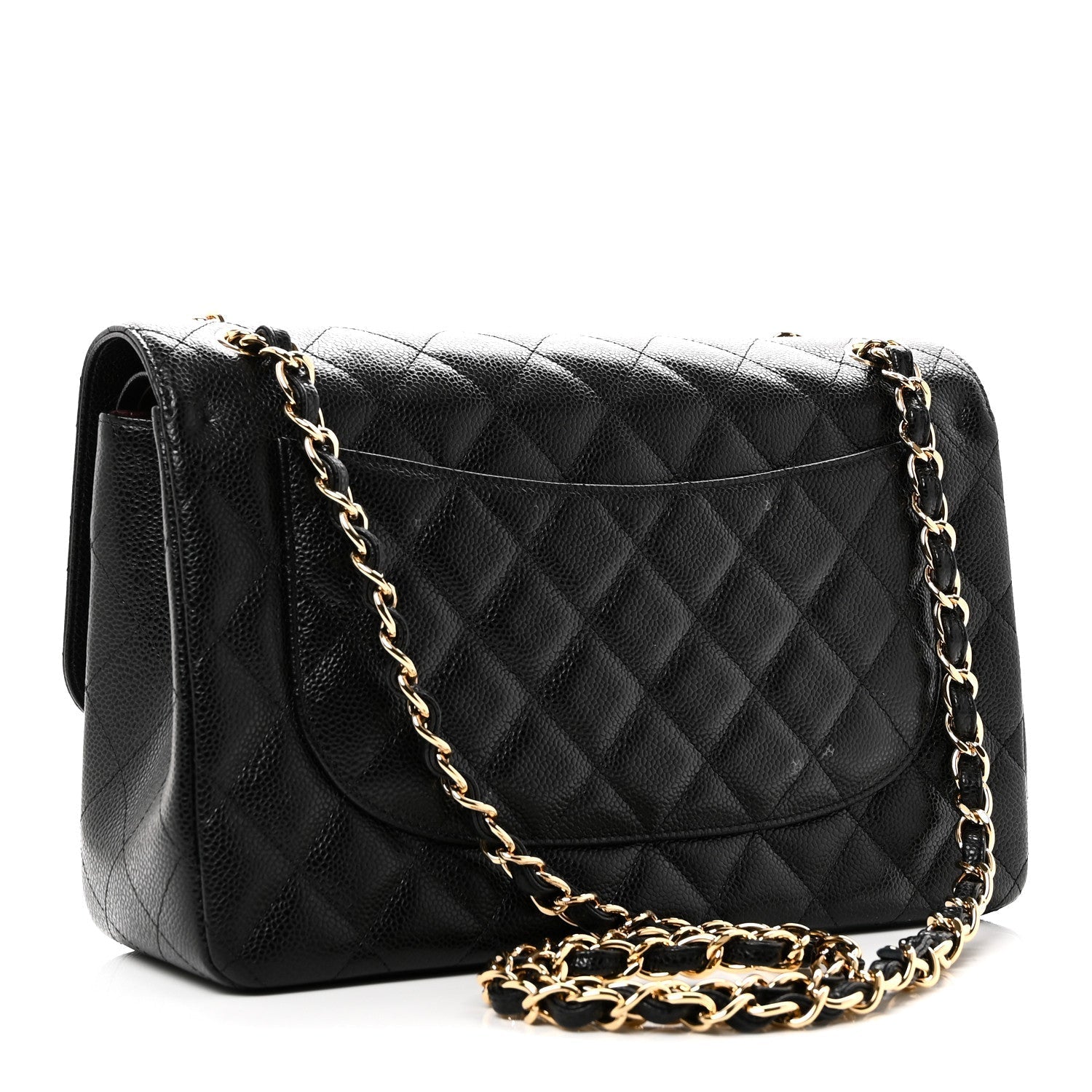 Caviar Quilted Jumbo Double Flap Black