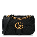 Calfskin Matelasse Mini GG Marmont Shoulder Bag Black