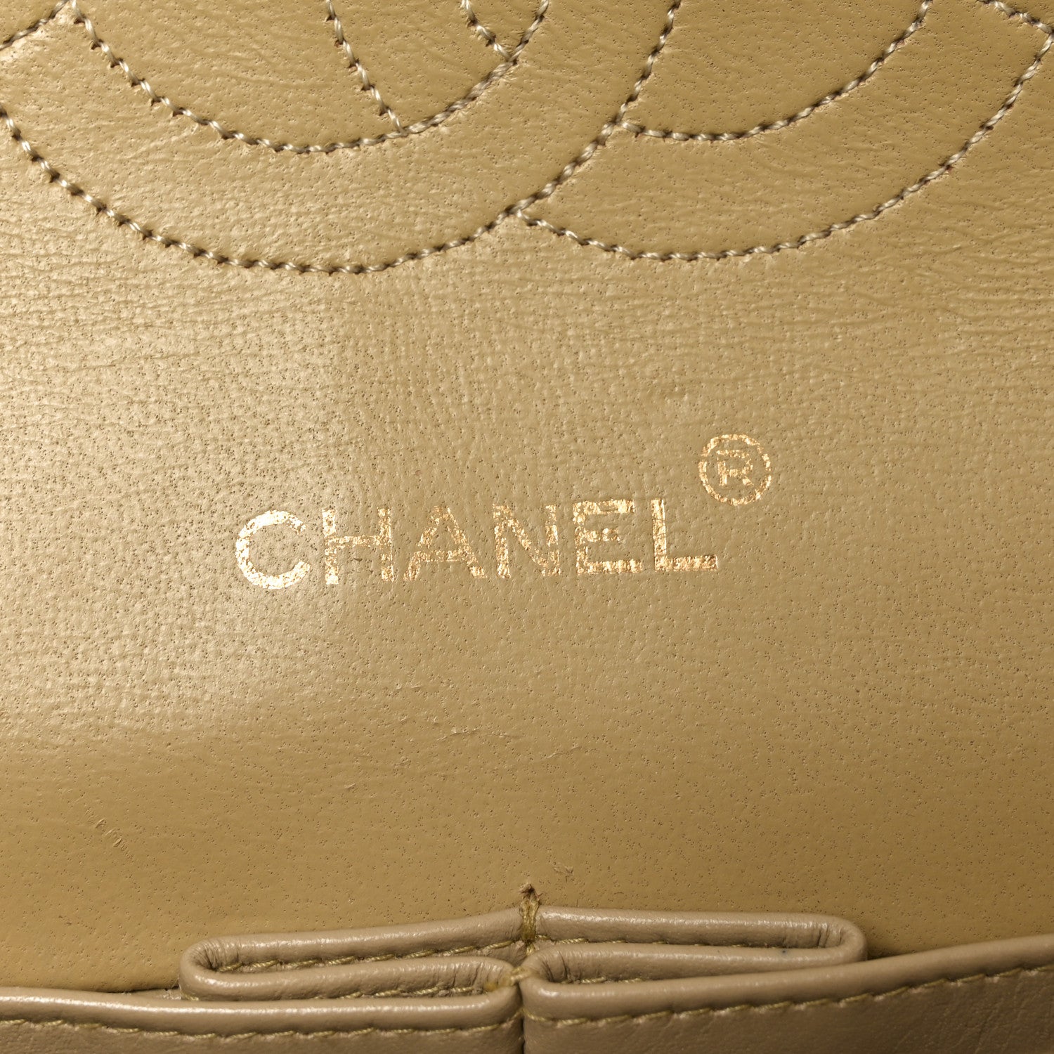 Lambskin Quilted Medium Double Flap Beige