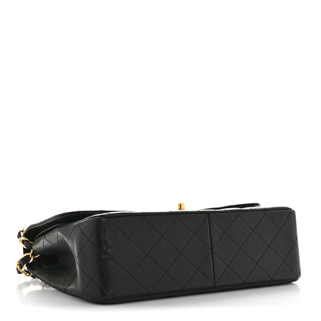 Caviar Quilted Jumbo Double Flap Black