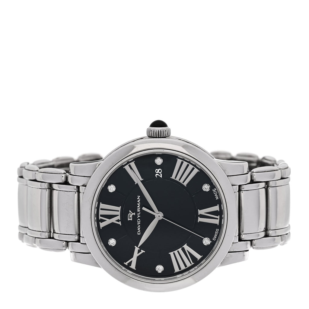 Stainless Steel Diamond 38mm Classic Quartz Watch Black