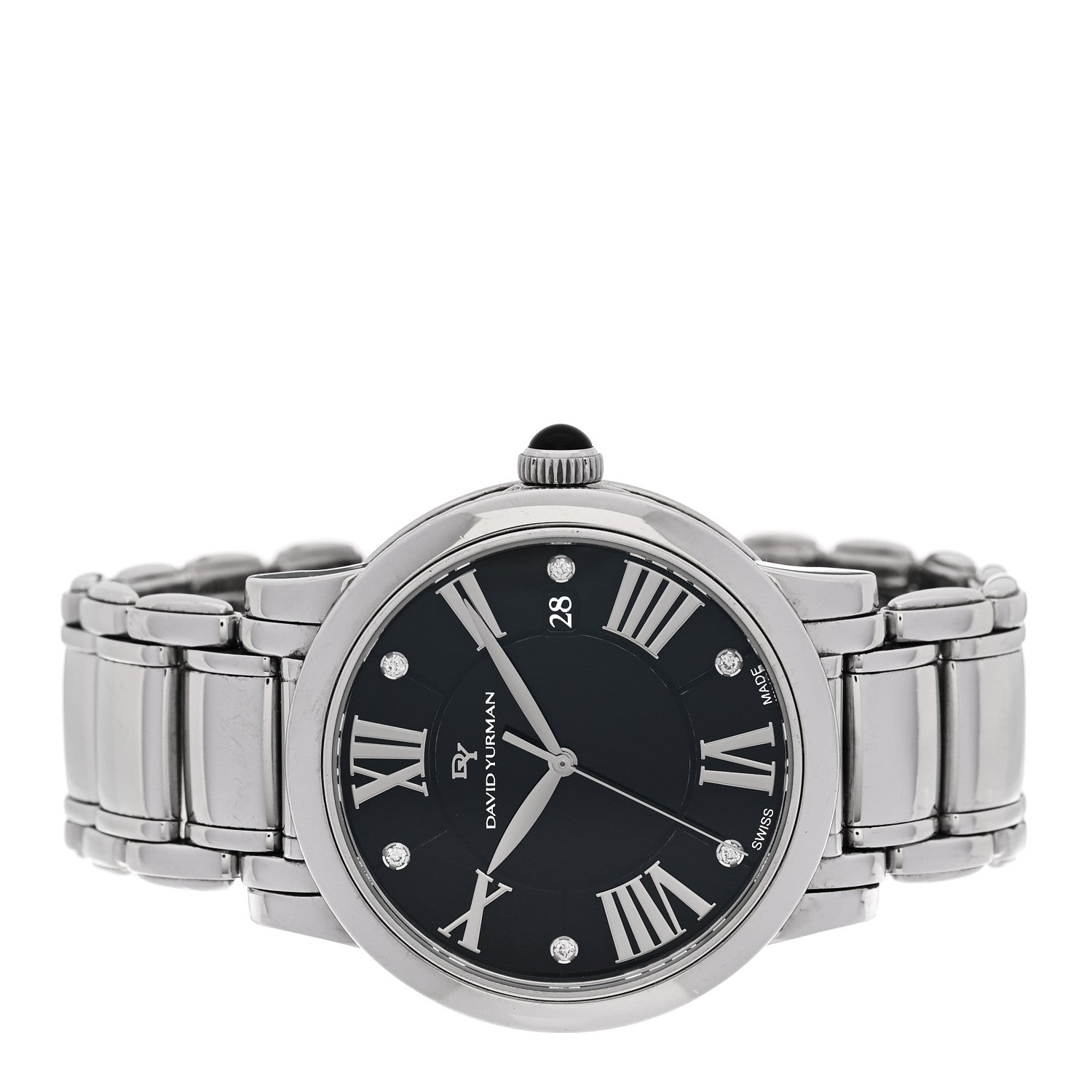 Stainless Steel Diamond 38mm Classic Quartz Watch Black