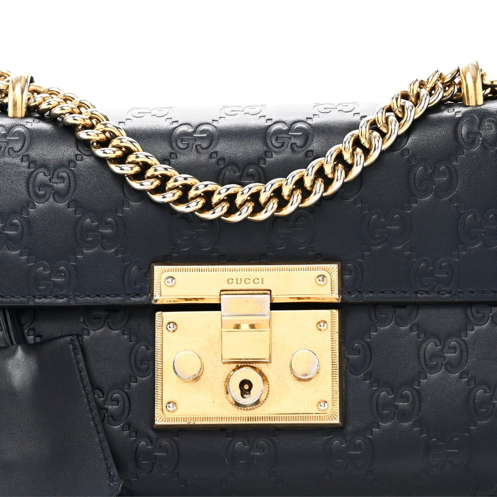 Guccissima Small Padlock Shoulder Bag Blue Agata