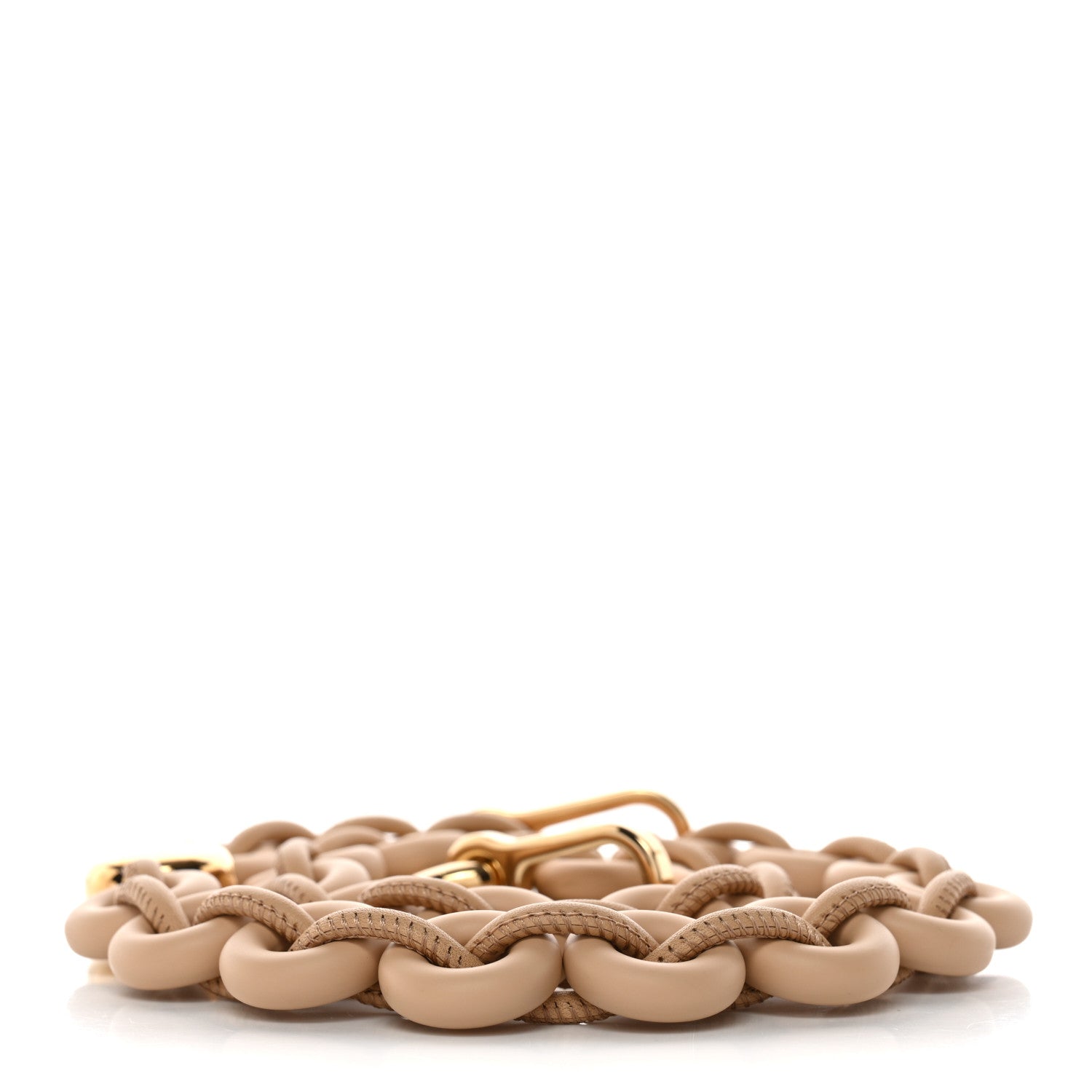 Brass Calfskin Donut Chain Shoulder Strap Silk Beige