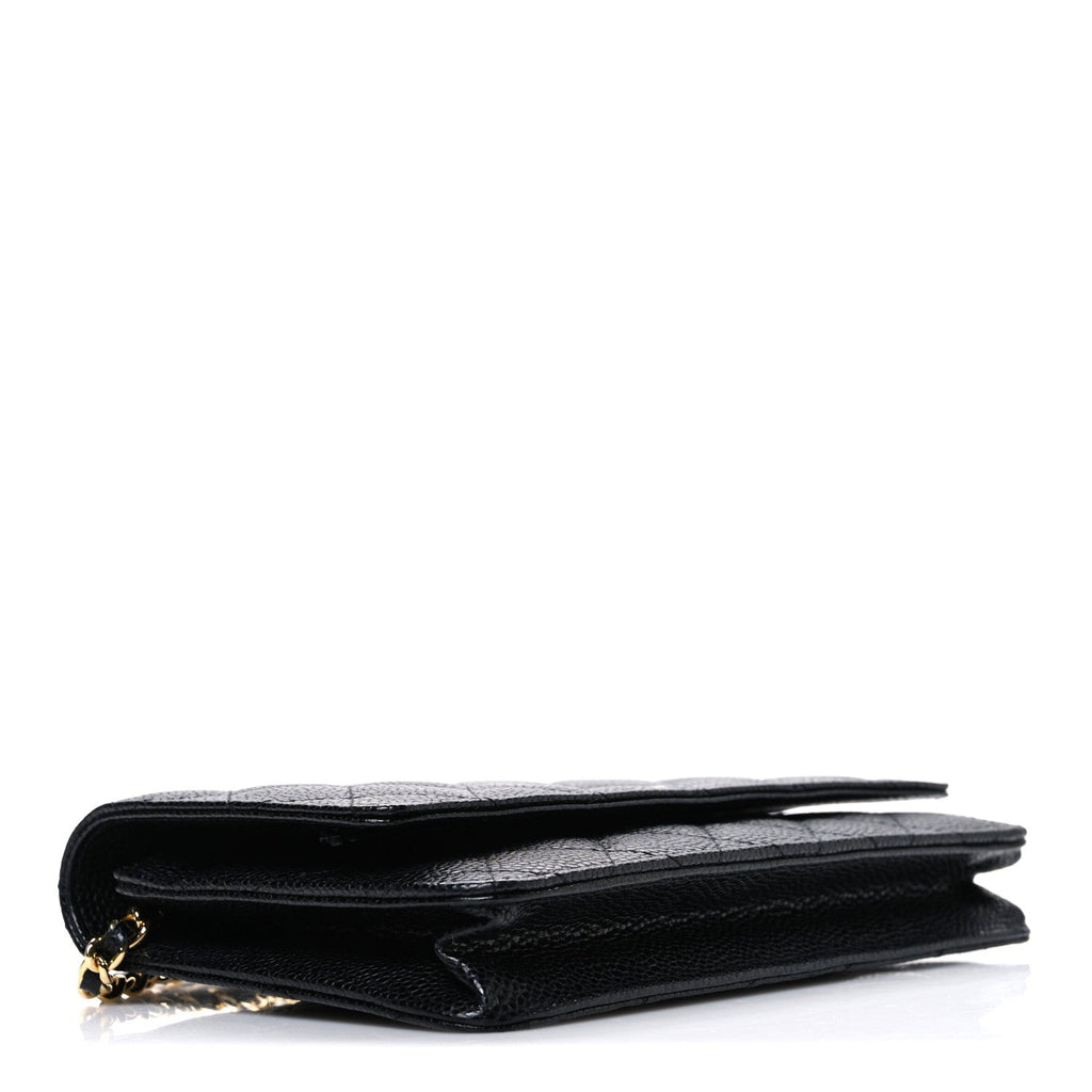 Caviar Quilted Wallet on Chain WOC Black