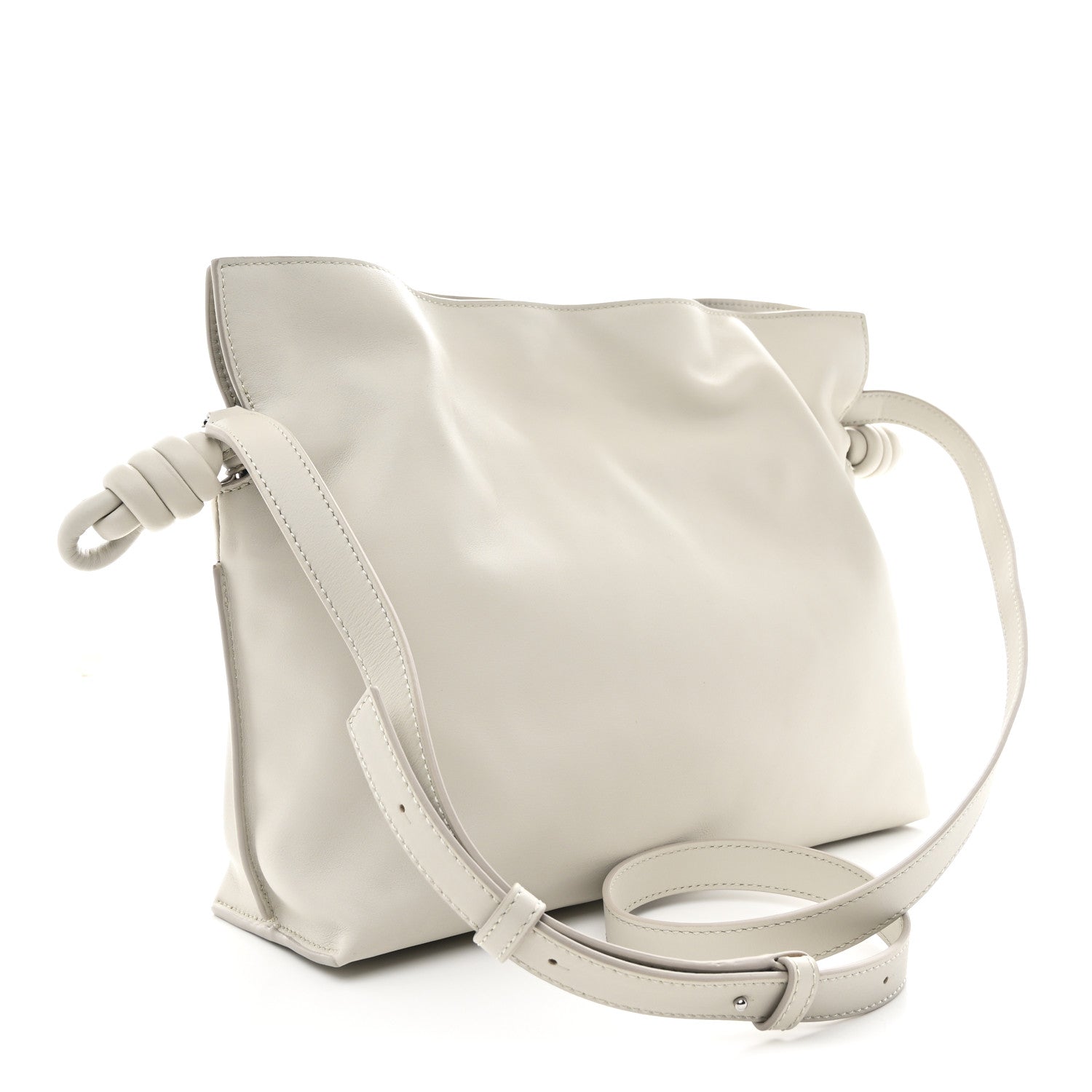 Nappa Medium Flamenco Knot Clutch Pale Grey Light Citrine