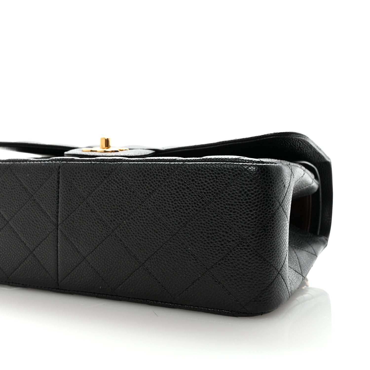 Caviar Quilted Jumbo Double Flap Black