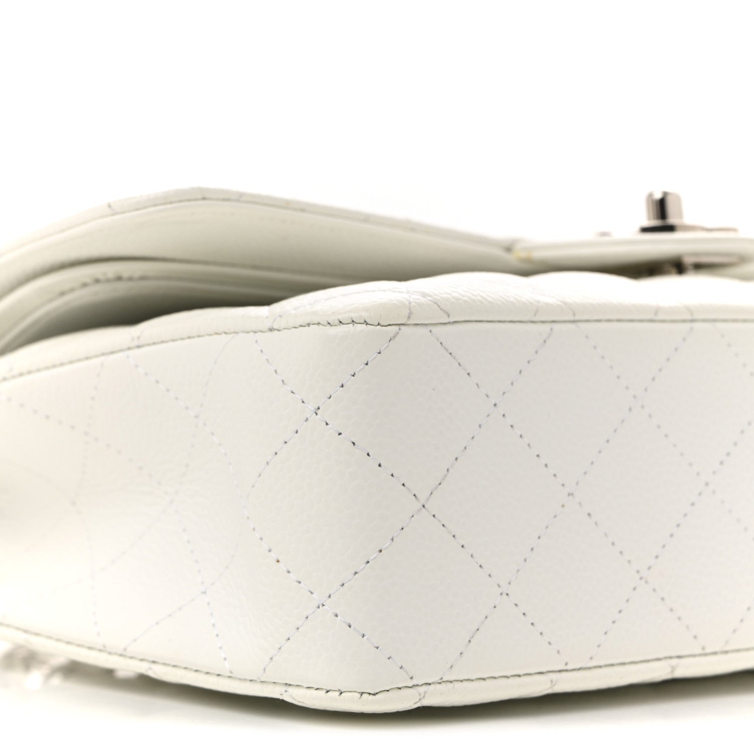 Caviar Quilted Medium Double Flap White