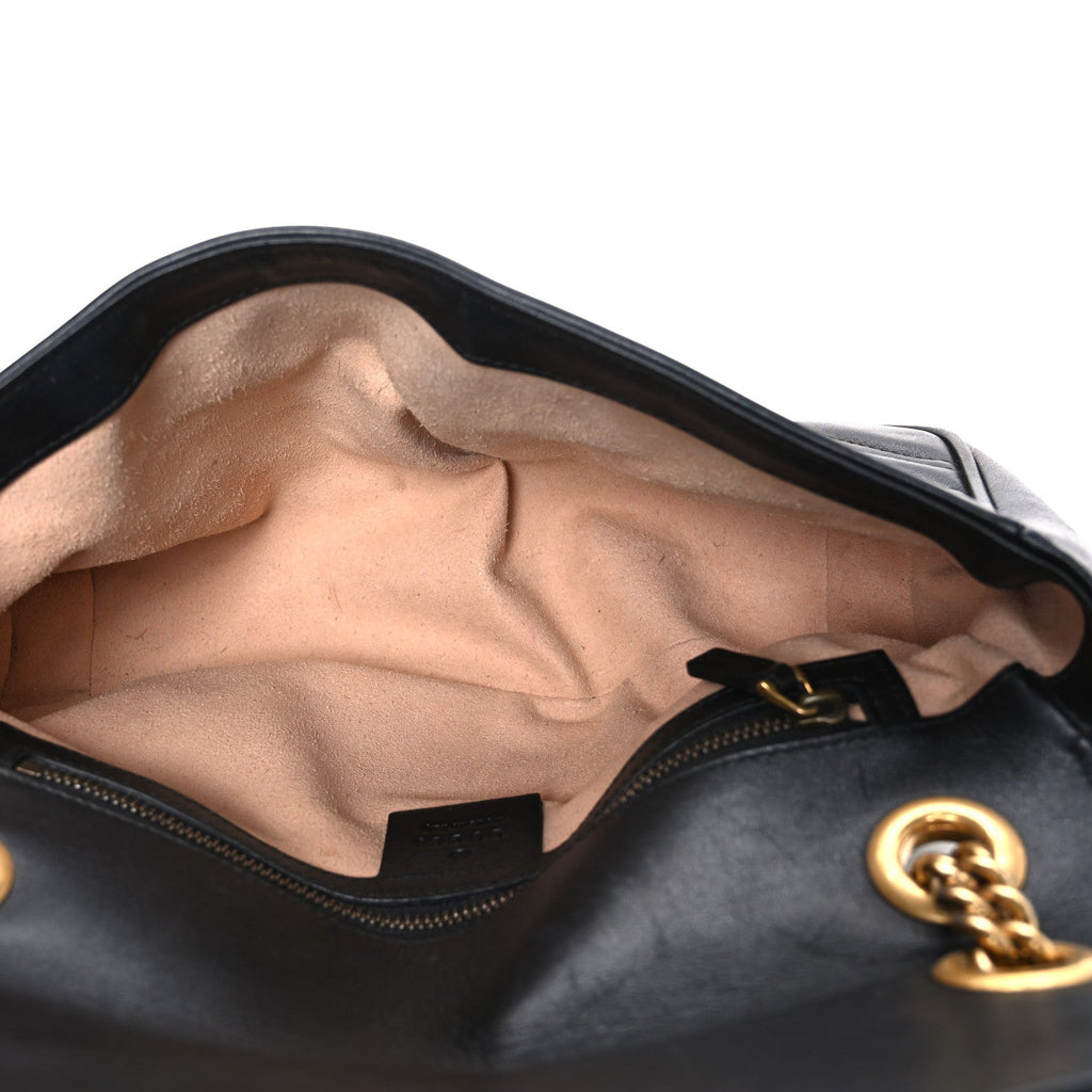 Calfskin Matelasse Small GG Marmont Shoulder Bag Black