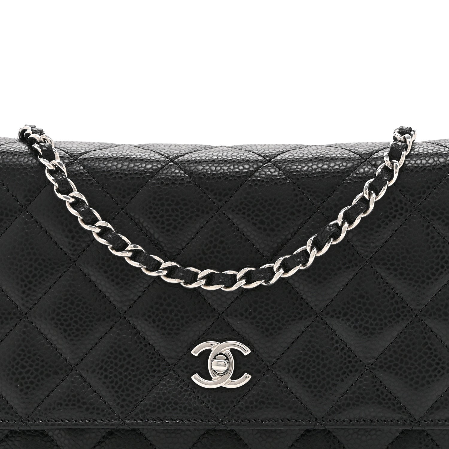 Caviar Quilted CC Turnlock Wallet On Chain WOC Black