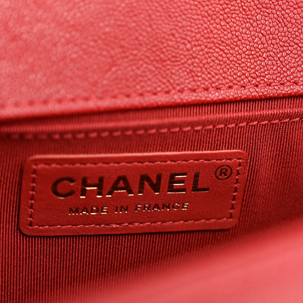 Lambskin Quilted Medium Boy Flap Red