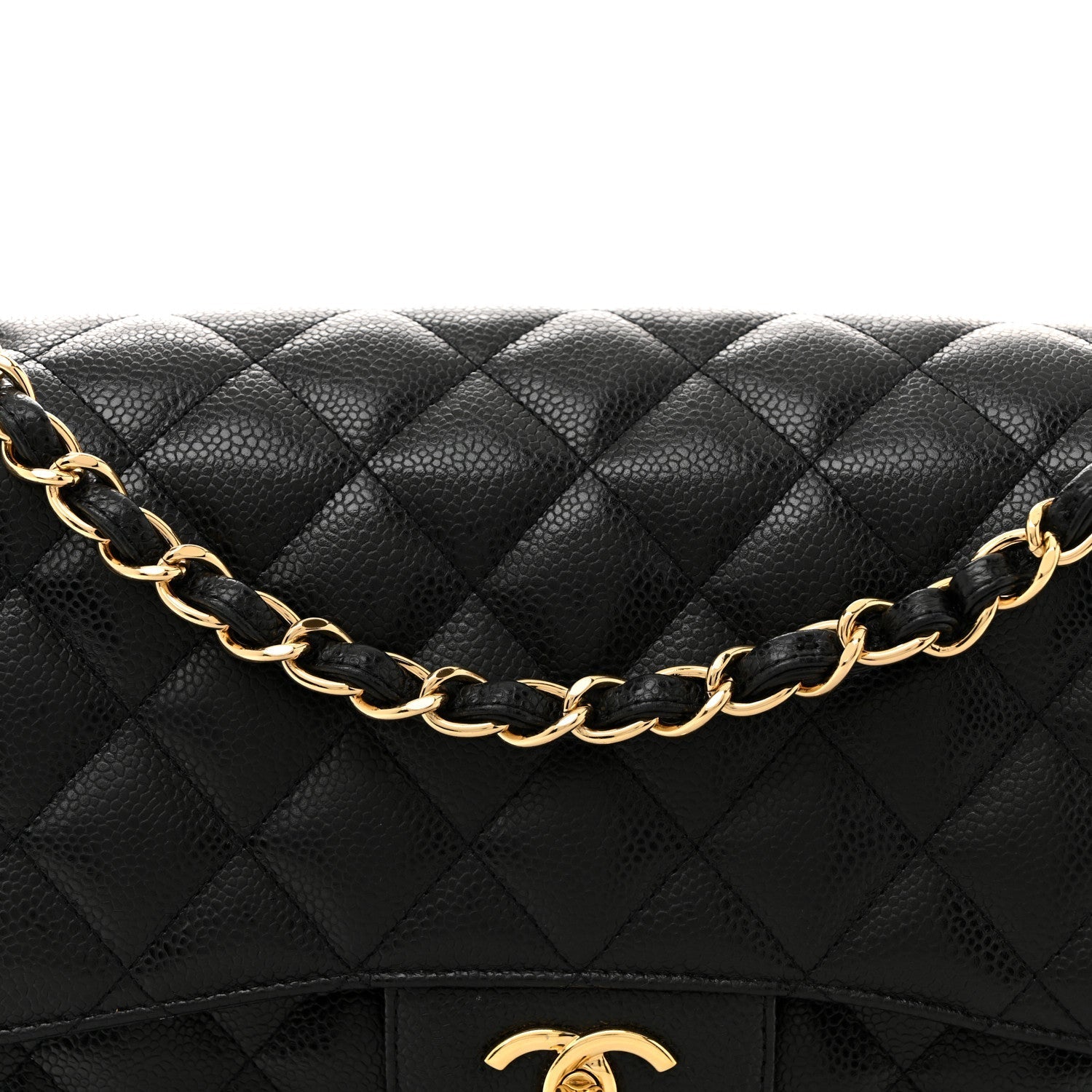 Caviar Quilted Jumbo Double Flap Black