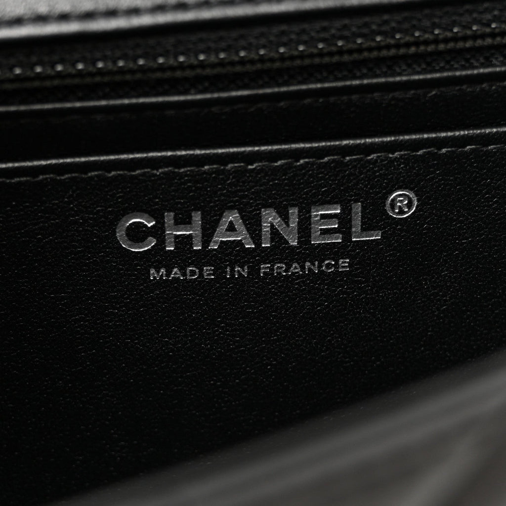 Lambskin Quilted Mini Rectangular Flap Black
