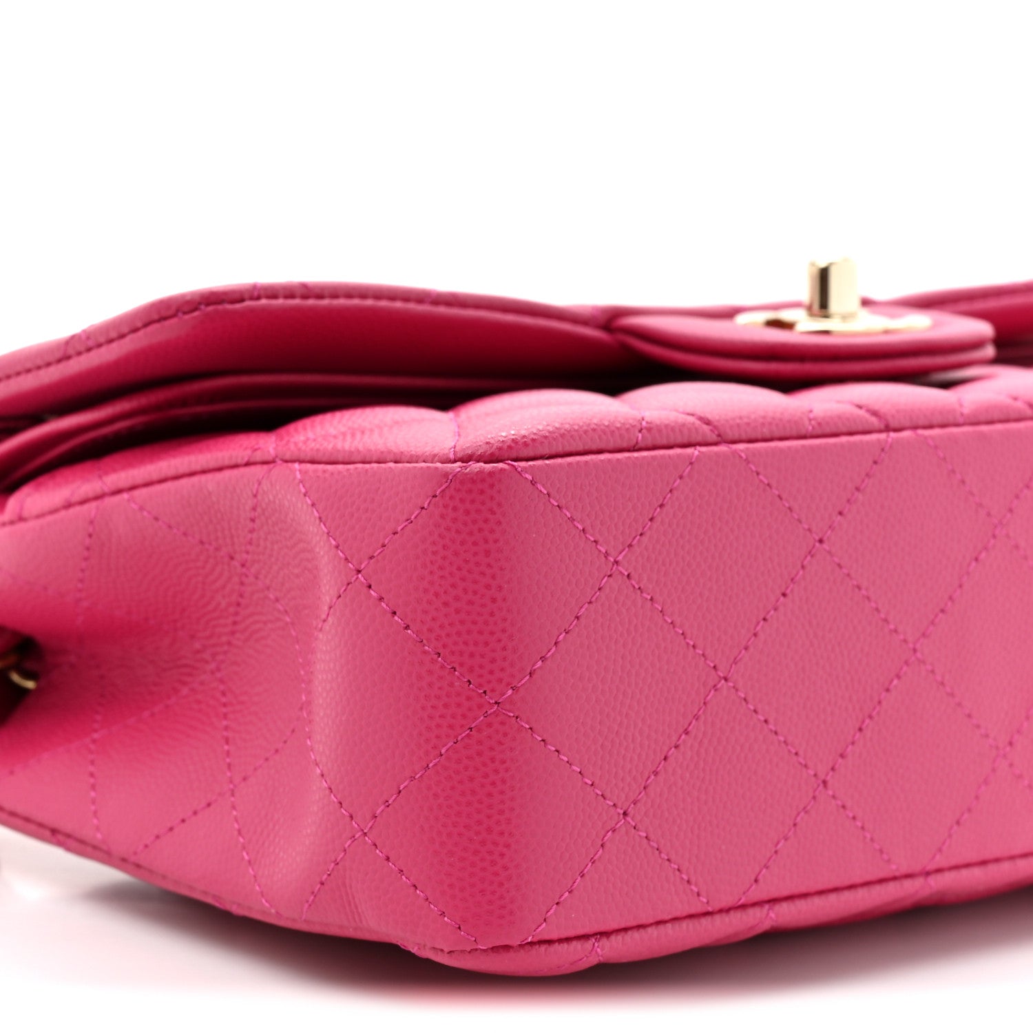 Caviar Quilted Small Double Flap Fuchsia