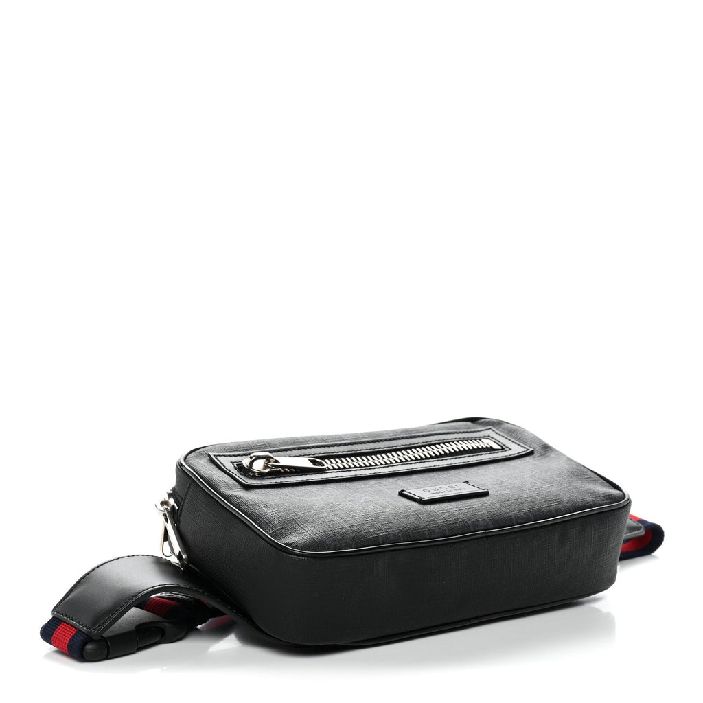 Soft GG Supreme Monogram Web Belt Bag Black Grey