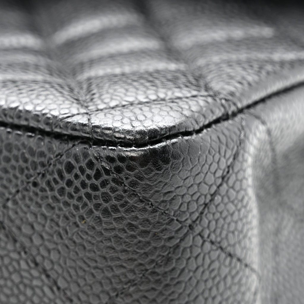 Caviar Quilted Medium Double Flap Black
