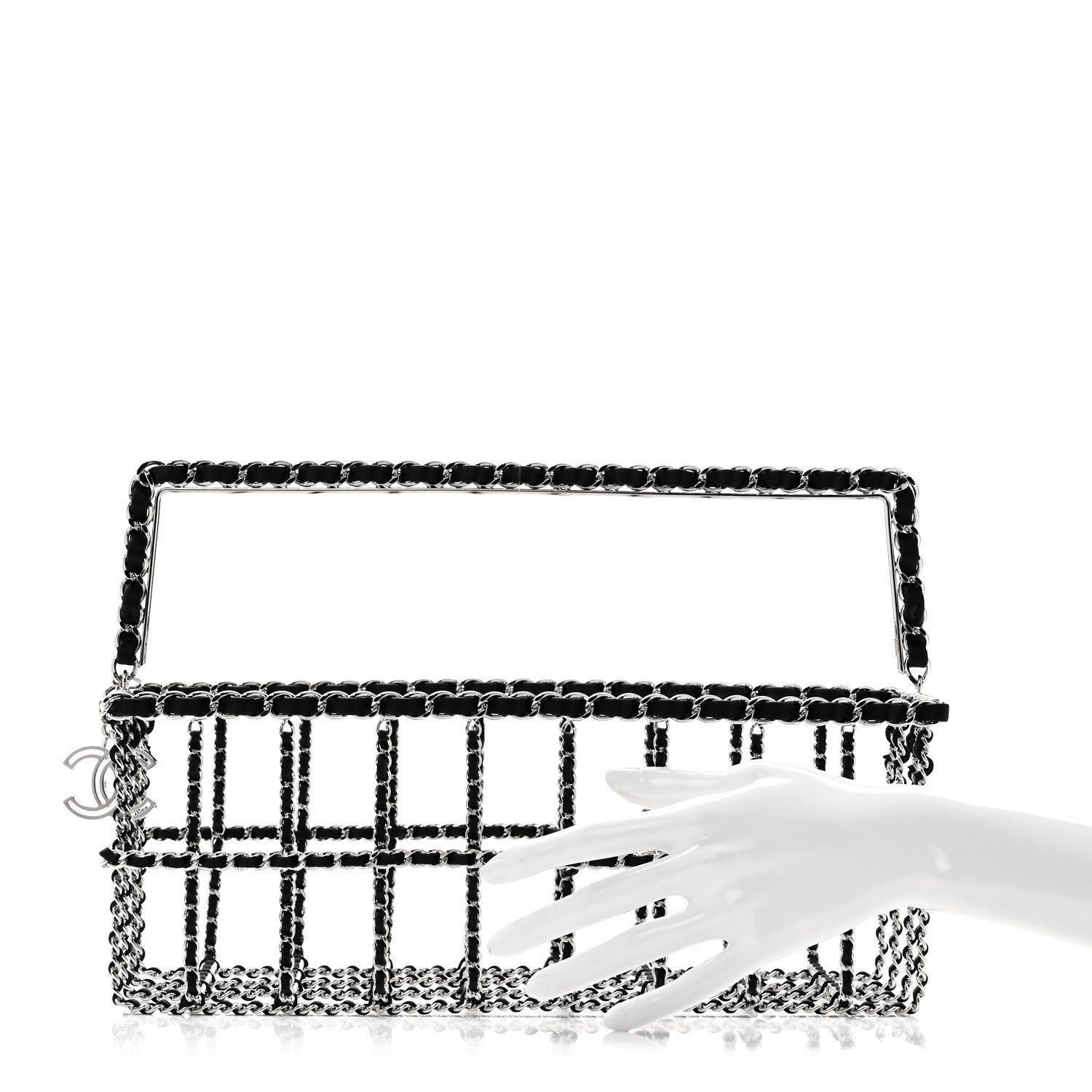 Brass Calfskin Grocery By Chanel Minaudiere Shopping Basket Silver