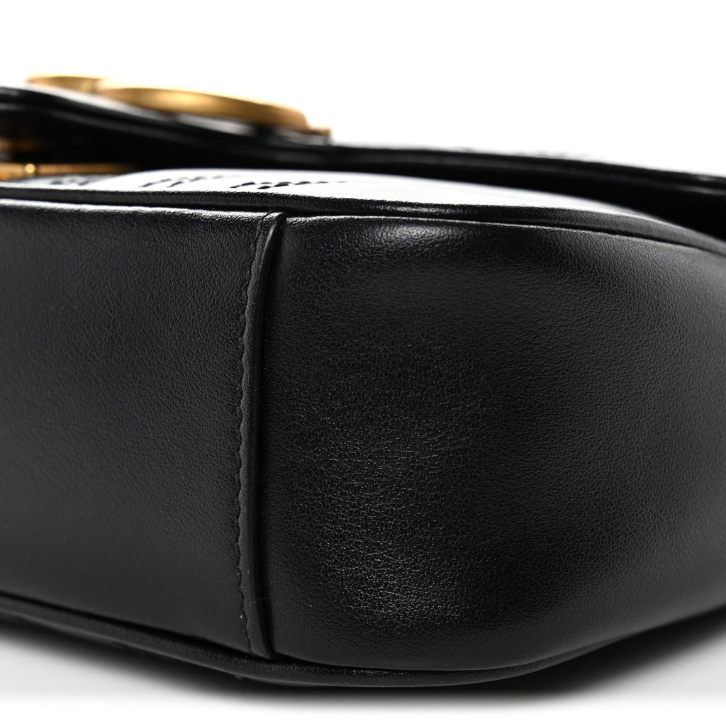 Calfskin Matelasse Mini GG Marmont Shoulder Bag Black