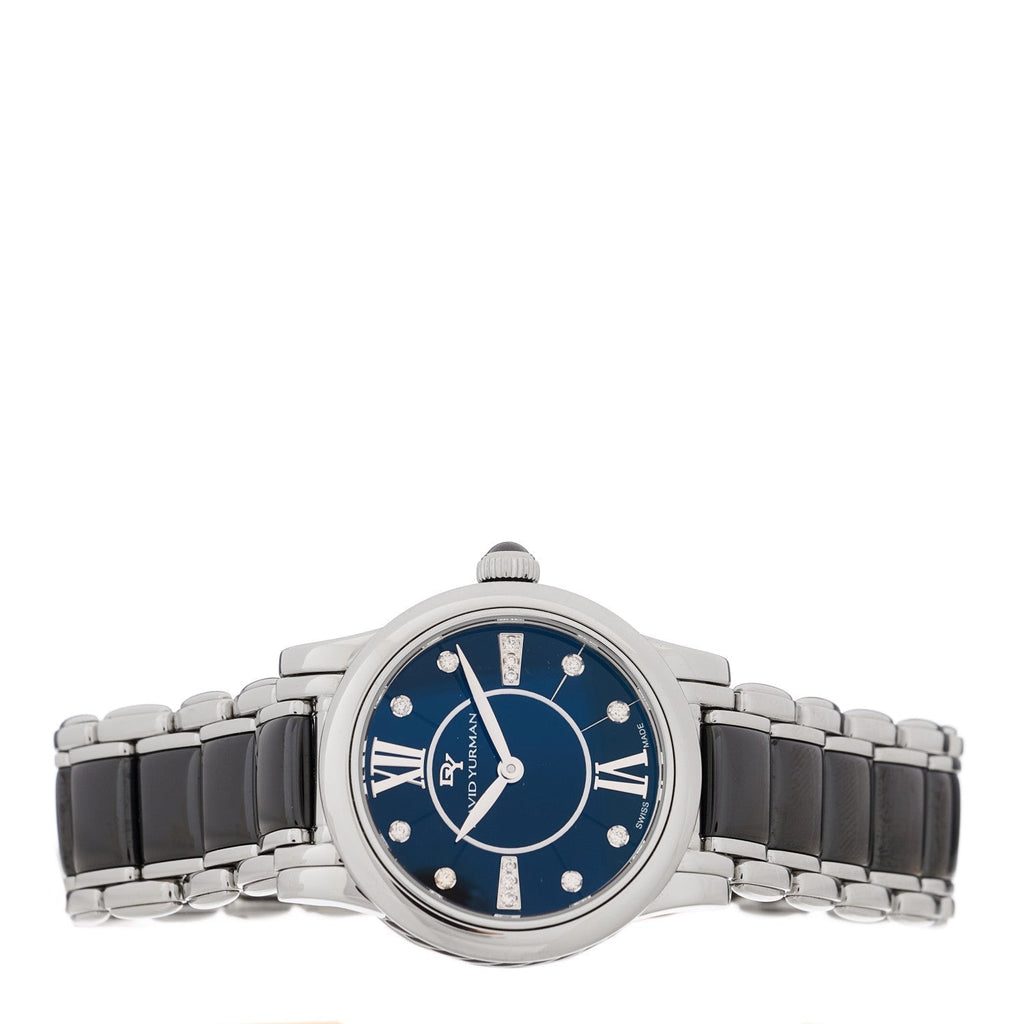 Stainless Steel Ceramic Diamond 30mm Classic Quartz Watch Black