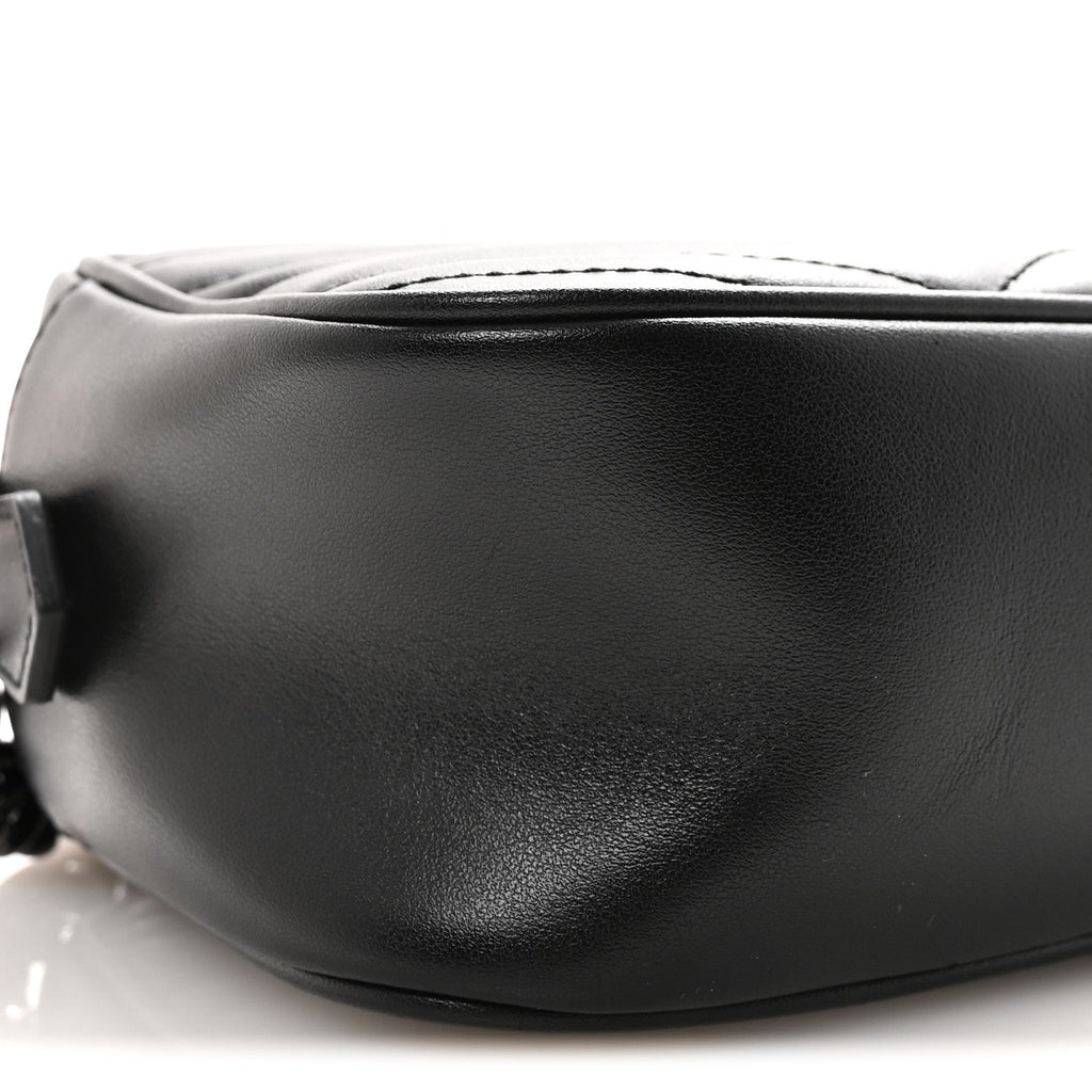 Calfskin Matelasse Monochrome Small GG Marmont Chain Shoulder Bag Black