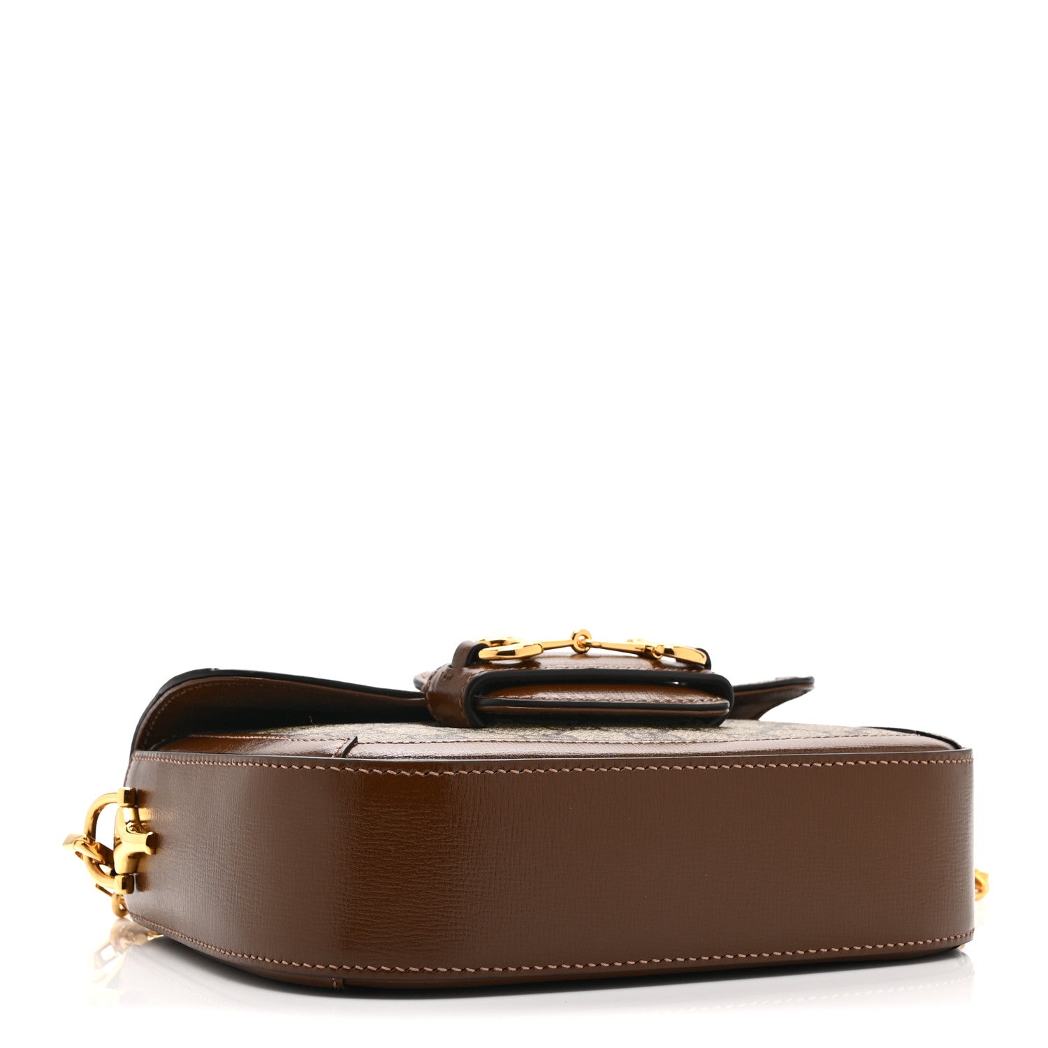 GG Supreme Monogram Web Mini Horsebit 1955 Shoulder Bag Beige Brown Sugar