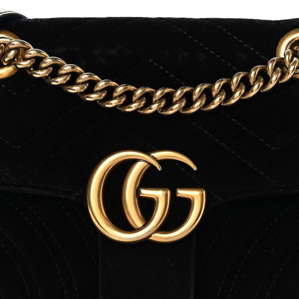 Velvet Matelasse Mini GG Marmont Shoulder Bag Black
