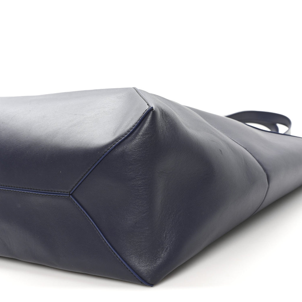 Shiny Calfskin Large Puzzle Fold Tote Abyss Blue