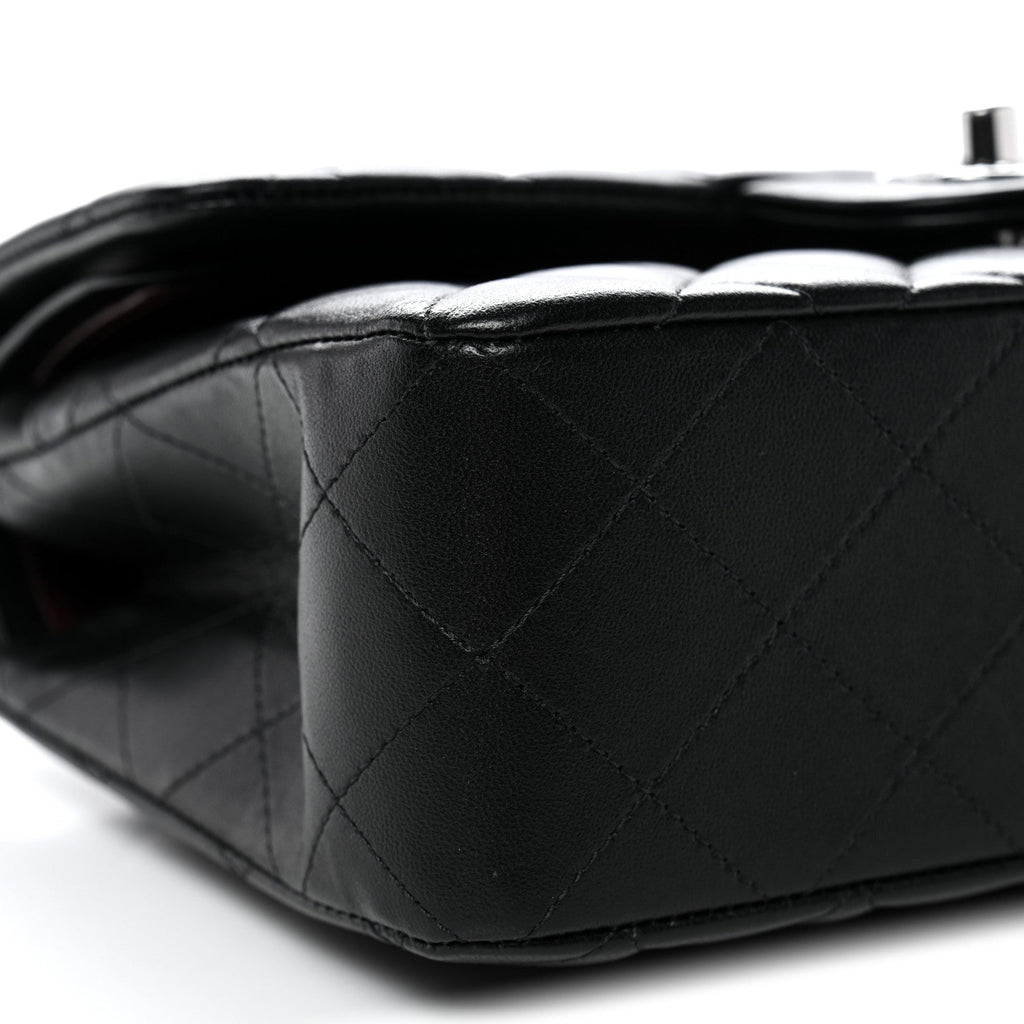 Lambskin Quilted Small Double Flap Black