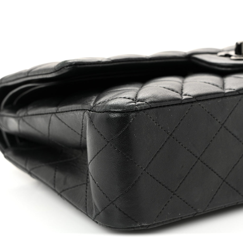 Lambskin Quilted Medium Double Flap So Black