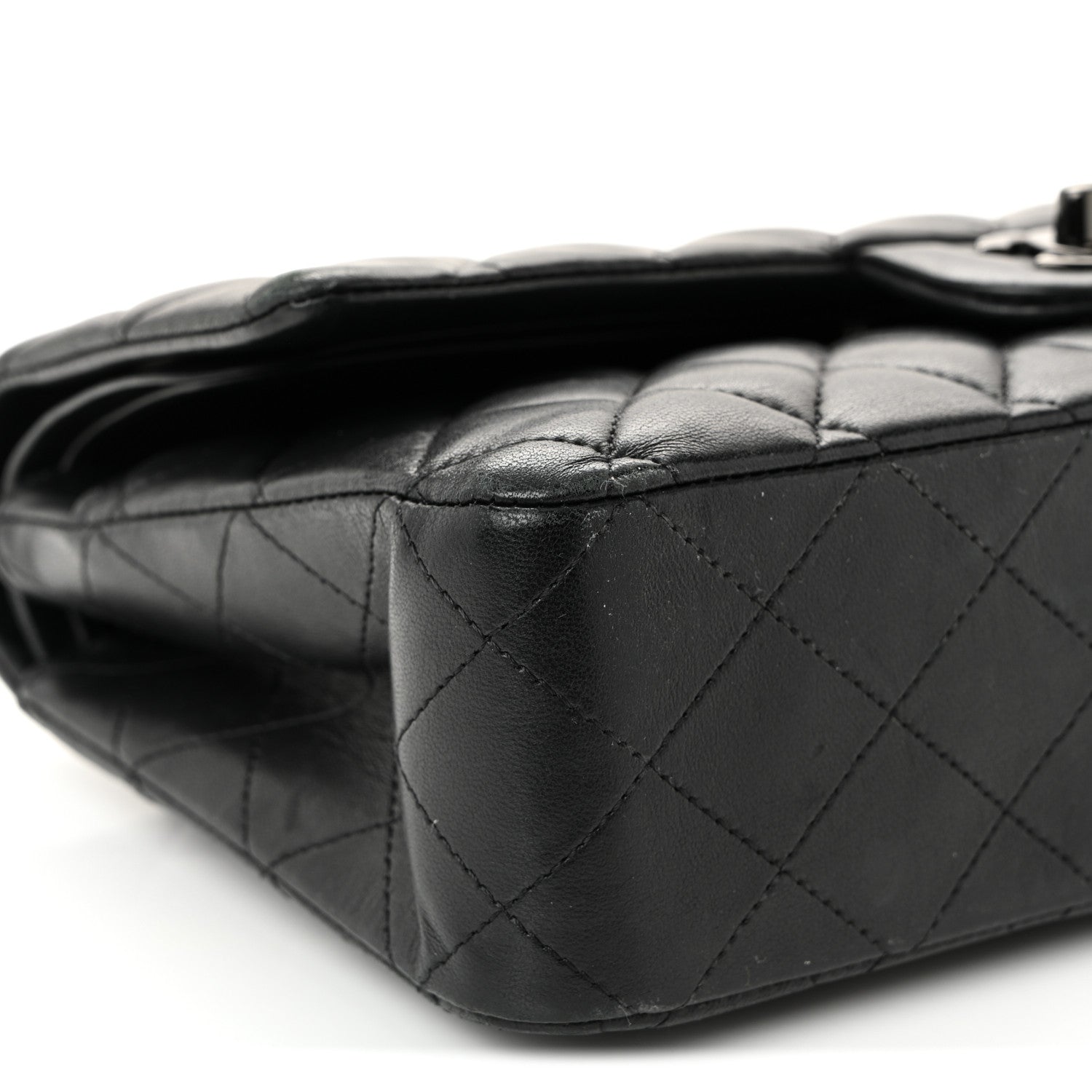 Lambskin Quilted Medium Double Flap So Black