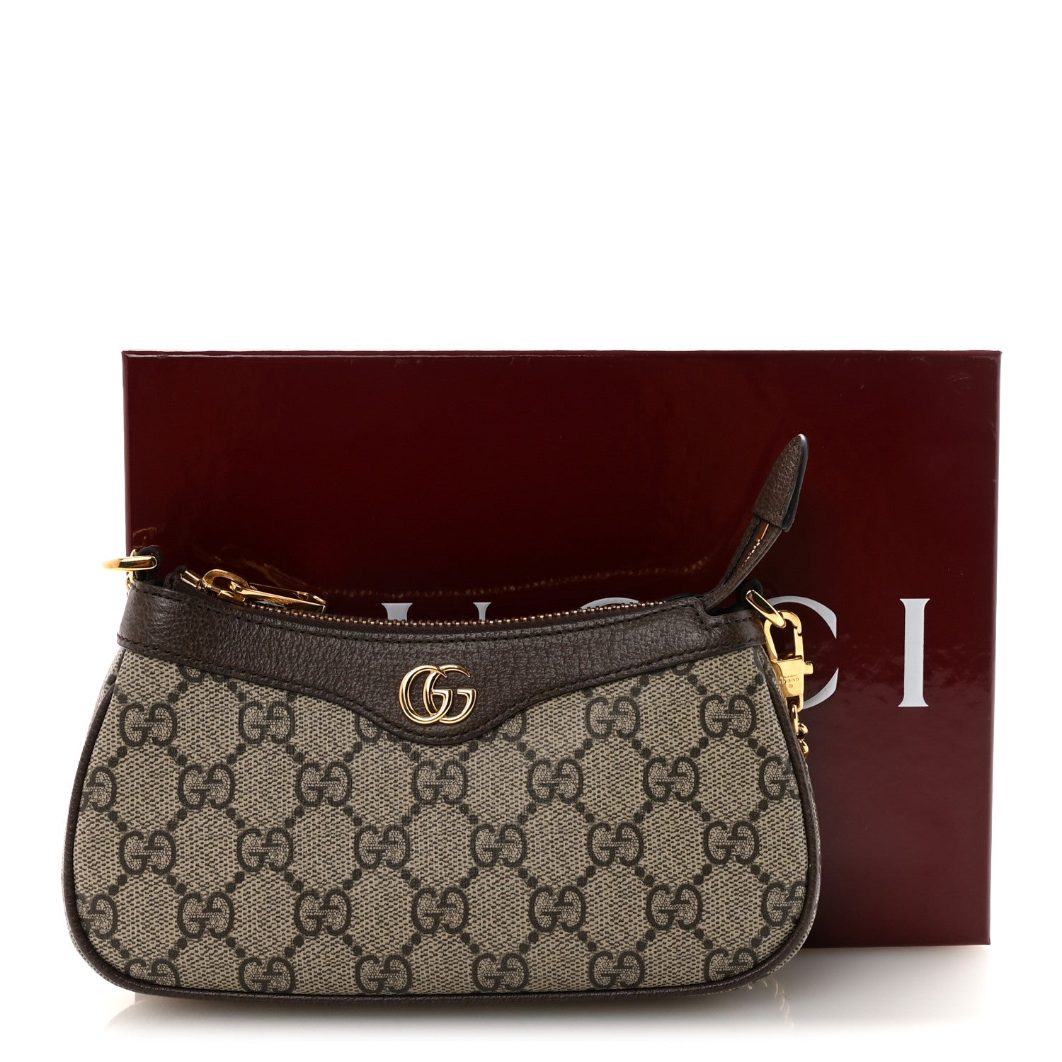 GG Supreme Monogram Textured Dollar Calfskin Mini Ophidia Chain Bag Beige Ebony