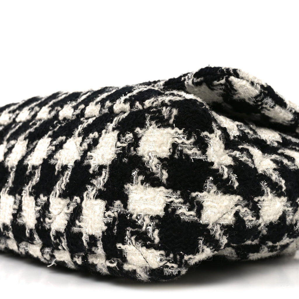 Tweed Quilted Maxi Chanel 19 Flap Black Ecru White