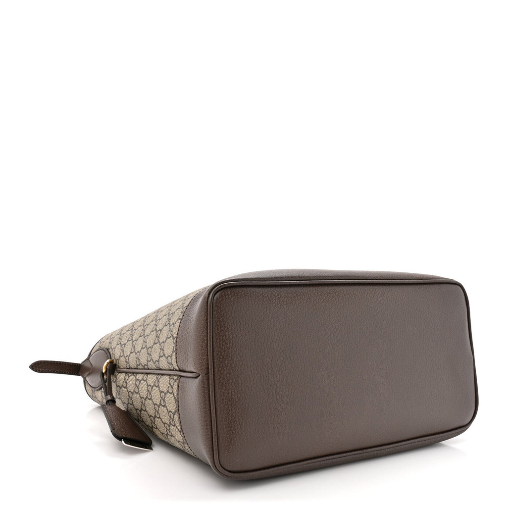 GG Supreme Monogram Textured Dollar Calfskin Web Large Ophidia Bucket Shoulder Bag Beige Ebony New Acero
