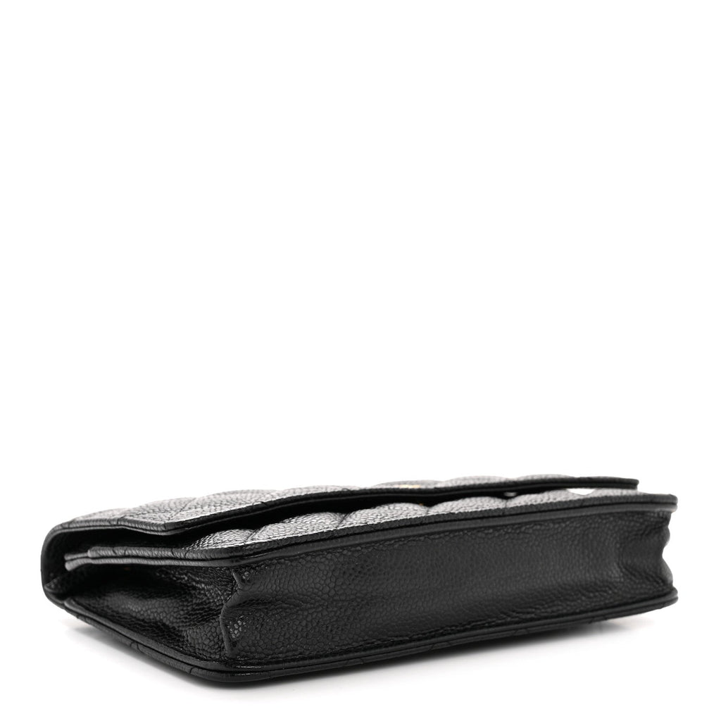 Caviar Quilted Wallet on Chain WOC Black