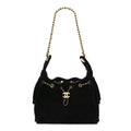 Suede Quilted Small Chanel 25 Handbag Black