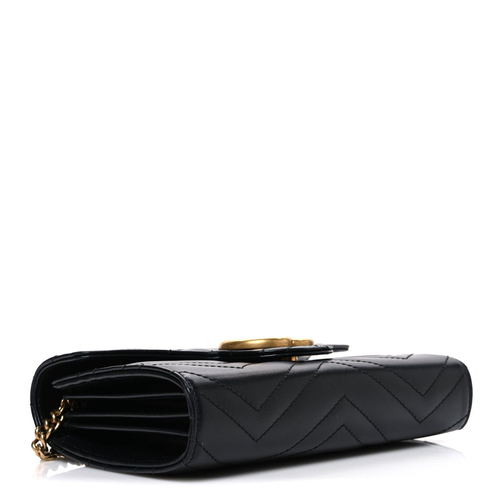 Calfskin Matelasse GG Marmont Chain Wallet Black