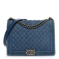 Denim Quilted Large Boy Flap Blue