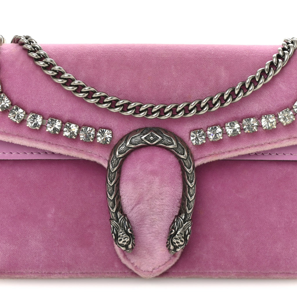 Velvet Crystal Super Mini Dionysus Shoulder Bag Malva