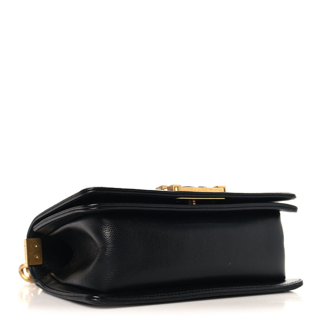 Caviar Quilted Small Boy Flap Black