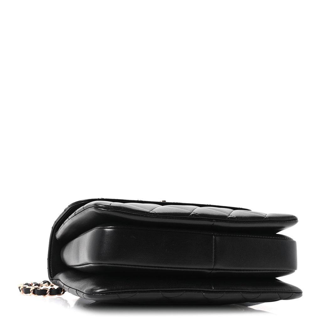 Lambskin Quilted Small Trendy CC Dual Handle Flap Bag Black