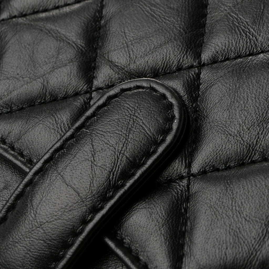 Aged Calfskin Quilted 2.55 Reissue Pouch With Chain Handle Black
