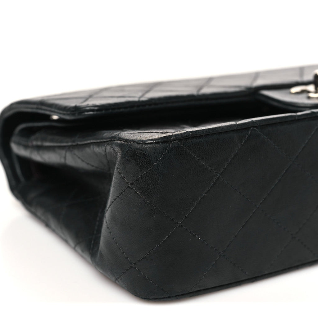 Lambskin Quilted Medium Double Flap Black