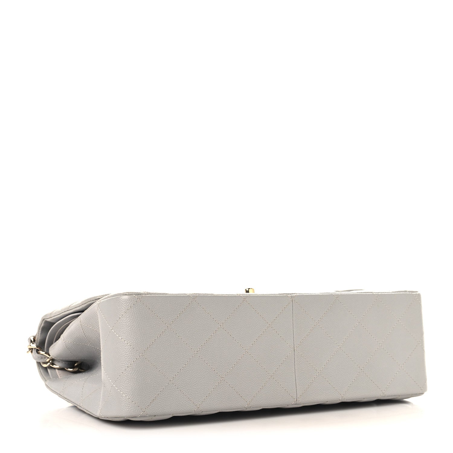 Caviar Quilted Jumbo Double Flap Grey